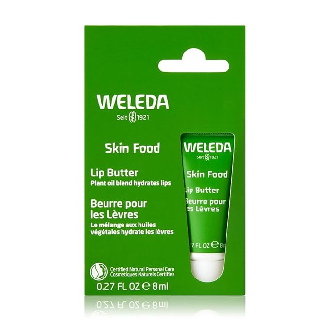Weleda Skin Food Lip Butter, 0.27 Ounce, Plant Rich Moisturizing Lip Care with Sunflower Seed Oil, Chamomile and Calendula-VivaGrace Women