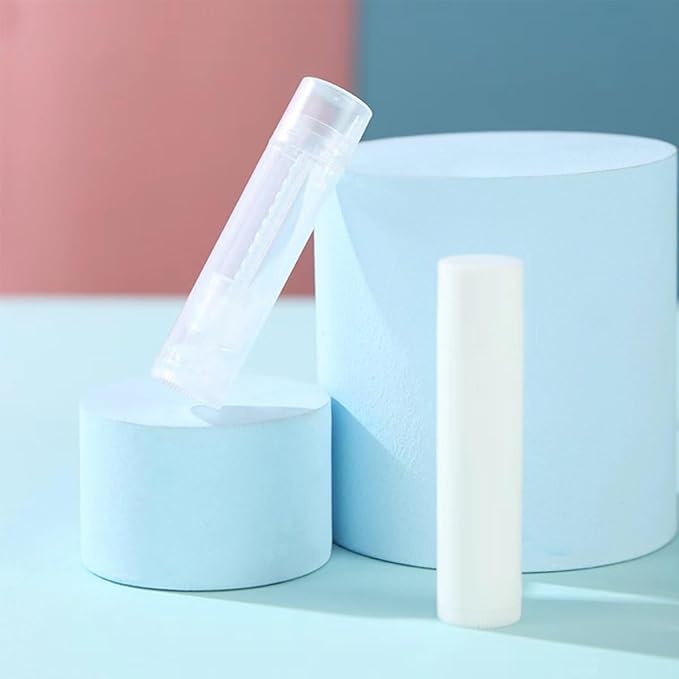 50 Lip Balm Container Kit with Filling Tray and Spatula, Round Tube Refillable Empty Tube 3 Colors, 0.15 oz, BPA Free, for DIY Homemade Lipstick Lipstick (50 white kits,)-VivaGrace Women