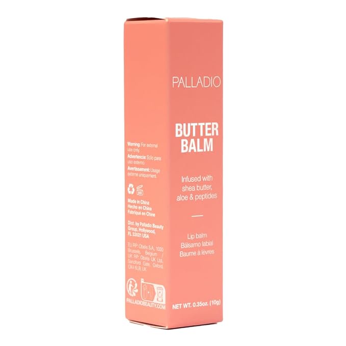 Palladio Butter Balm - Hydrating Lip Balm with Sheer Tint, Aloe, Peptides, Shea Butter, and Vegan Formulation for Instant Moisture, Shine, and Soothing Lip Care, Peaches & Cream-VivaGrace Women