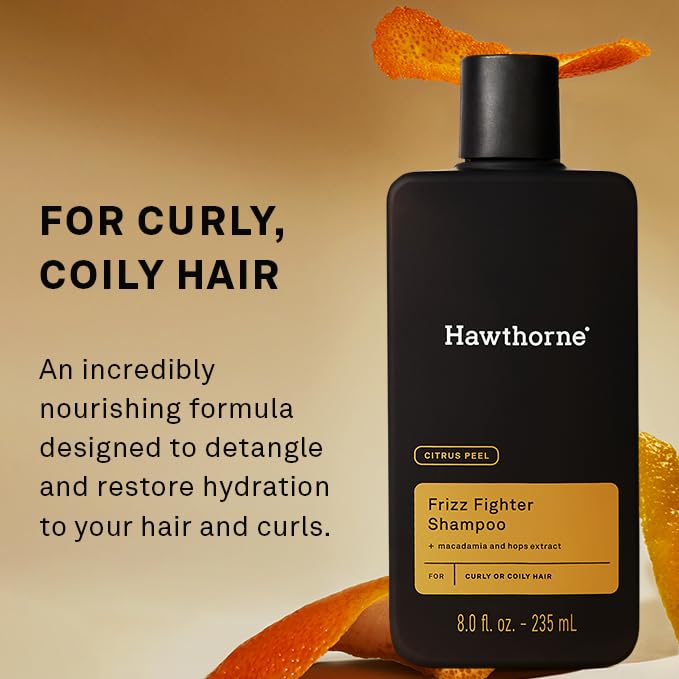 Hawthorne Frizz Fighter Shampoo for Curly Hair with Shea Butter, Macadamia, and Coconut Oil. Hydrate Hair and Tame Frizz. Sulfate Free, Paraben Free. 8 Fl. Oz. 2-Pack.-VivaGrace Women