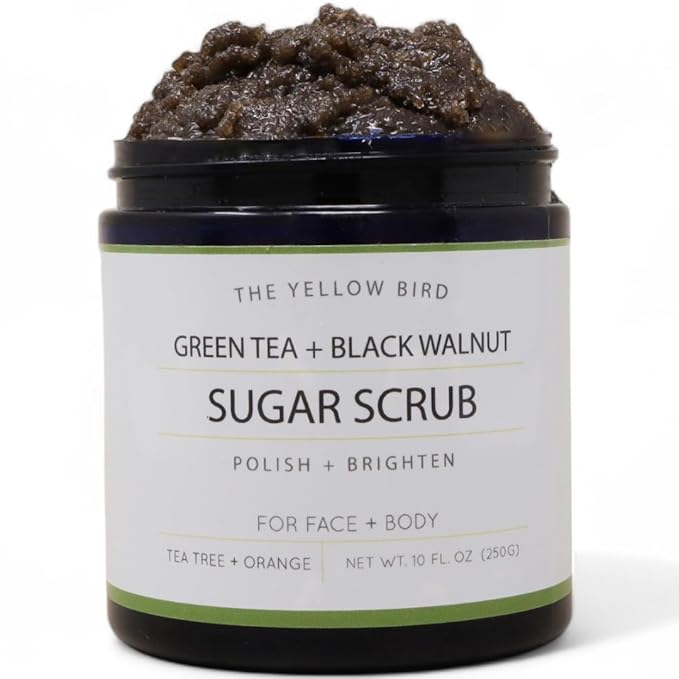 Natural Green Tea Sugar Scrub. Face, Body, and Foot Exfoliator. Helps with Moisturizing, Acne, Celluite, Wrinkles, and Exfoliating Dead Skin.-VivaGrace Women