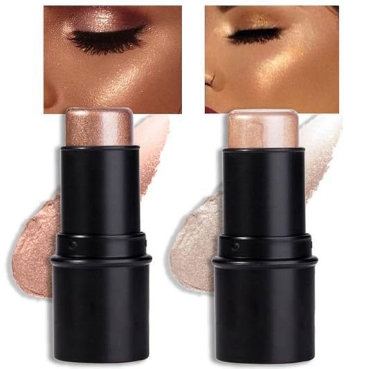 evpct 2Pcs Cream Contour Foundation Stick for Neutral Skin, Highlighter & Bronzer Pen Face Brightens & Shades Pencil Highlighting Shade Longwear Makeup Highlight Bronzer Shaping Trimming Stick, 01&03-VivaGrace Women