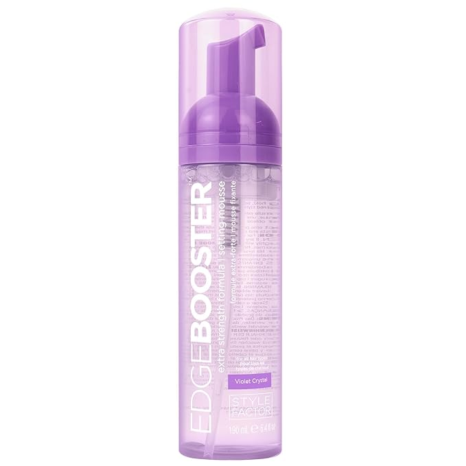 Style Factor EDGE BOOSTER Extra Strength Setting Mousse – Frizz Control, Extra Volume, and Conditioning – 6.4oz Violet Crystal Mousse for Curly Hair-VivaGrace Women