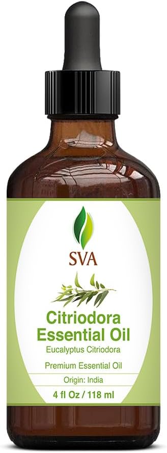 SVA Lemon Eucalyptus Essential Oil – 4 Fl Oz – 100% Natural Citriodora Oil - for Diffuser, Hair Care, Face, Skin Care, Aromatherapy, Scalp and Body Massage, Soap and Candle Making – with Dropper-VivaGrace Women