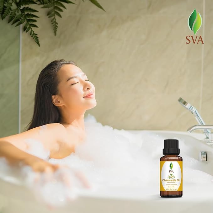 SVA Chamomile Essential Oil – 1/3 Fl Oz – 100% Natural Chamomile Oil - for Diffuser, Hair Care, Face, Skin Care, Aromatherapy, Scalp and Body Massage, Soap and Candle Making-VivaGrace Women