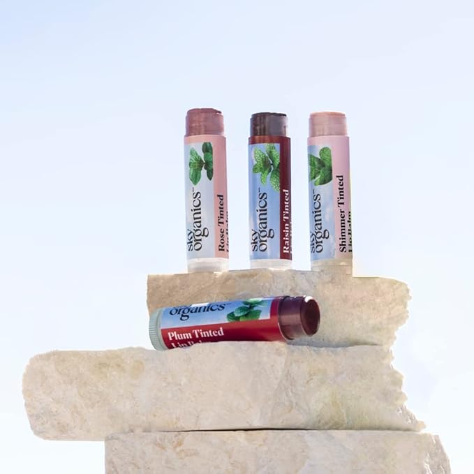 Sky Organics Tinted Lip Balms for Lips to Moisturize, Soften & Add A Wash of Color, Four Assorted Shades, 4pk.-VivaGrace Women