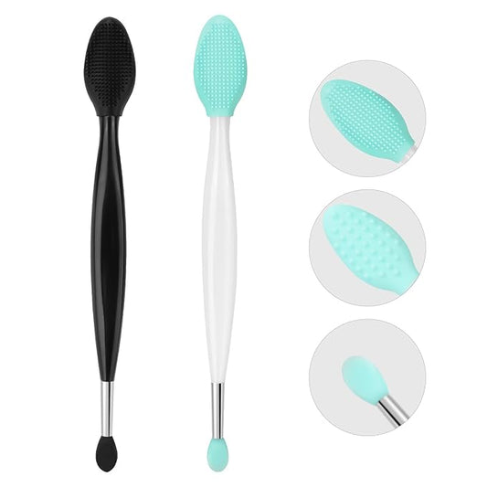 Unaone Lip Scrub Brush - 3 PCS Dual-ended Lip Scrubber Exfoliator and Silicone Lip Brush, 3-in-1 Silicone Lip Scrub Tool Lip Mask Applicator, Gentle Exfoliator & Applicator for Soft-VivaGrace Women