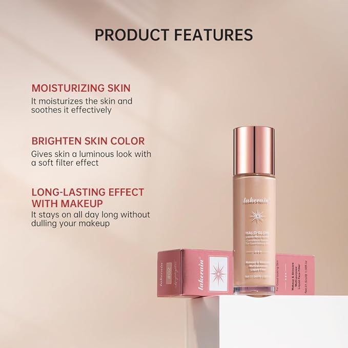 Halo Glow Liquid Face Filter, Complexion Booster For A Glowing, Soft-Focus Look, Infused With Hyaluronic Acid, Vegan & Cruelty-Free 1.06 OZ/31.5ml -08-VivaGrace Women