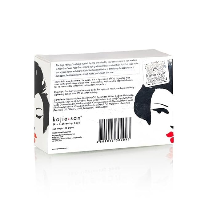 Kojie San Face & Body Shower Set - The Original Kojic Acid Soap, Dark Spot Remover Bar Soap with Coconut & Tea Tree Oil – 65g x 8 Bars with Leafa Soap Net, Brush and Soap Dish-VivaGrace Women