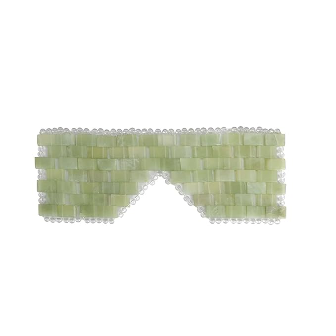 Jade Eye Mask 100% Natural Real Jade Stone Reusable Eye Mask for Hot & Cold Anti Aging，Headache and Migraine Relief Jade Mask for Women Men (Light green jade)-VivaGrace Women