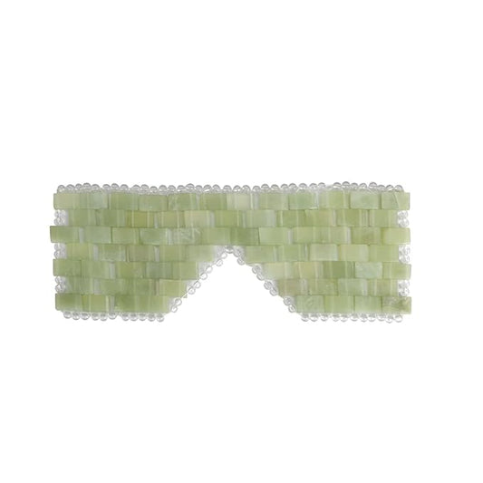 Jade Eye Mask 100% Natural Real Jade Stone Reusable Eye Mask for Hot & Cold Anti Aging，Headache and Migraine Relief Jade Mask for Women Men (Light green jade)-VivaGrace Women