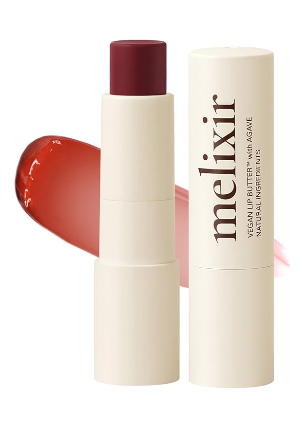 Melixir Vegan Lip Butter #06 Lust Red (+11 more colors), Deep Nourishing Tinted Lip Balm for Dry Lips, Bee-Free, Petrolatum-Free, Plant-Based, Hydrating for Cracked & Chapped Lips, Travel Essentials-VivaGrace Women