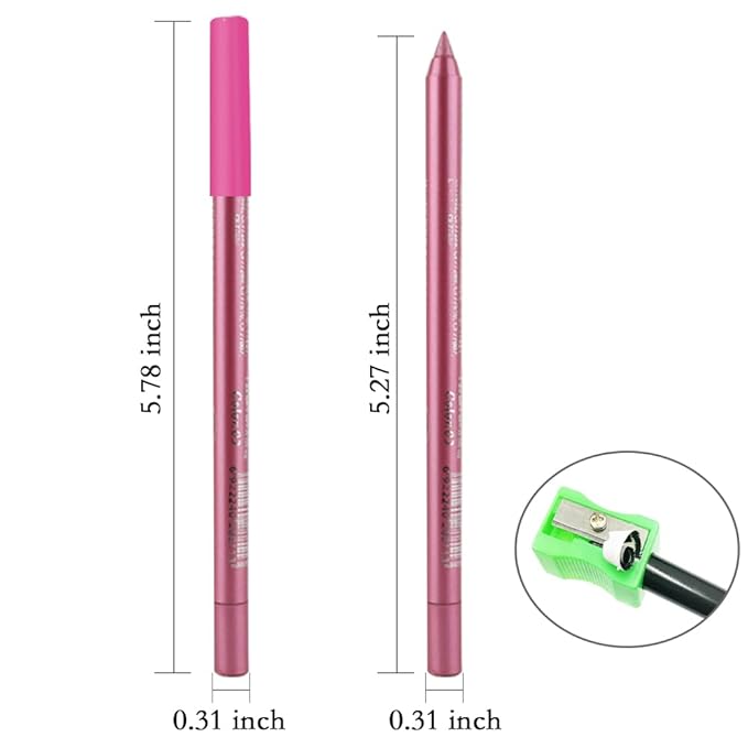 evpct Pearl Pink Gel Eyeliner Pencil for Women Waterline Waterproof Smudge Proof Eye Makeup Liners, Pink Mascara Eye Liner Gel Liner Eyeliner with Sharpener delineador de ojos contra el agua 03