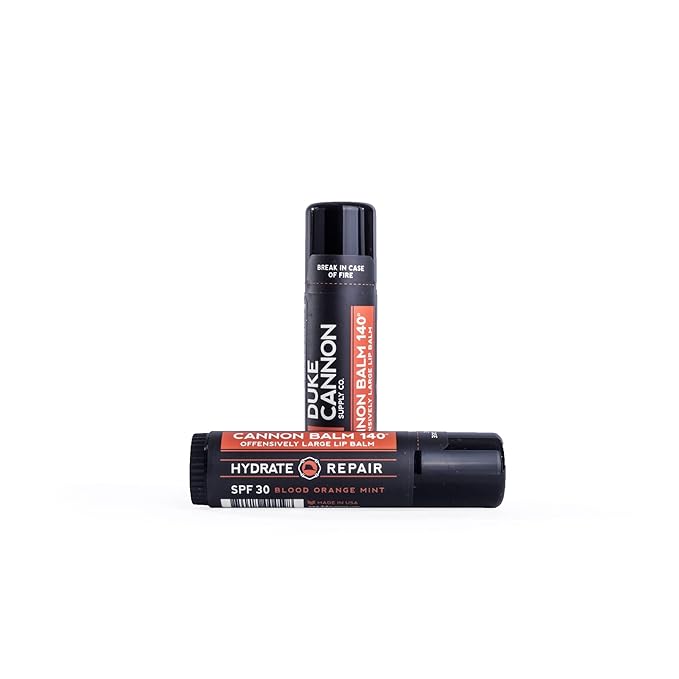 Duke Cannon Supply Co. Tactical Lip Protectant Cannon Balm 140 for Men (Blood Orange Mint) Multi-Pack - Superior Performance, Heavy-Duty, SPF 30, Large Balm for Hard Working Men, 0.56 oz (3 Pack)-VivaGrace Women