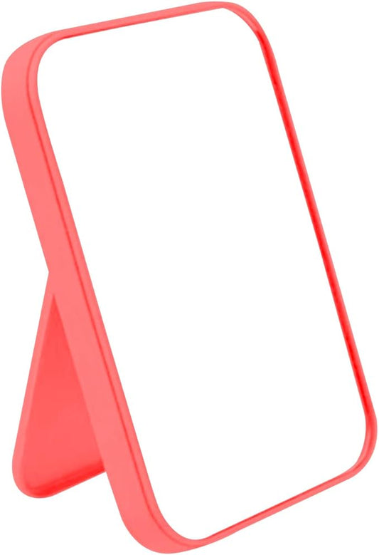 Coobbar Foldable Desktop Square Mirror - Portable Princess Makeup Mirror for Women (Red)