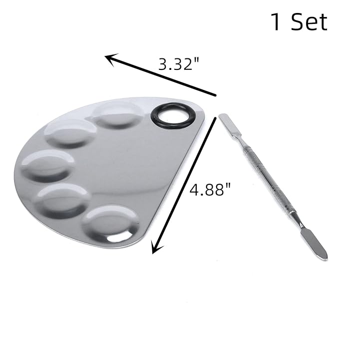 Stainless Steel Professional Beauty Palette,Large Square and Half Moon Color Palette，Silver，with Color Stick,1 SET-VivaGrace Women