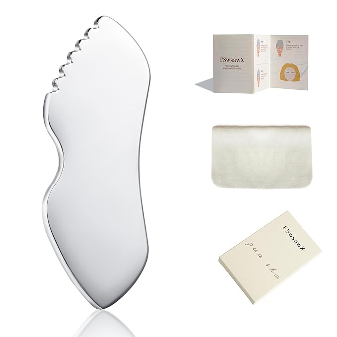 Stainless Steel Gua Sha Facial Tools, Face Comb & Massager Metal Gua sha Tool for Blood Circulation & Lymphatic Drainage, Body and Face Gua Sha Stone for Tighten Skin-VivaGrace Women