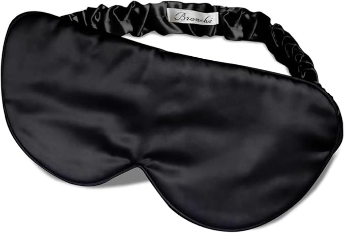 Branche Beauty Silk Eye Mask Pour Homme - Stylish 100% 6A Silk 22 Momme Sleep Mask, Eye Cover, Shade Blindfold Sleeping Mask for Luxury Sleep for Men Gifts for Him (Black)-VivaGrace Women