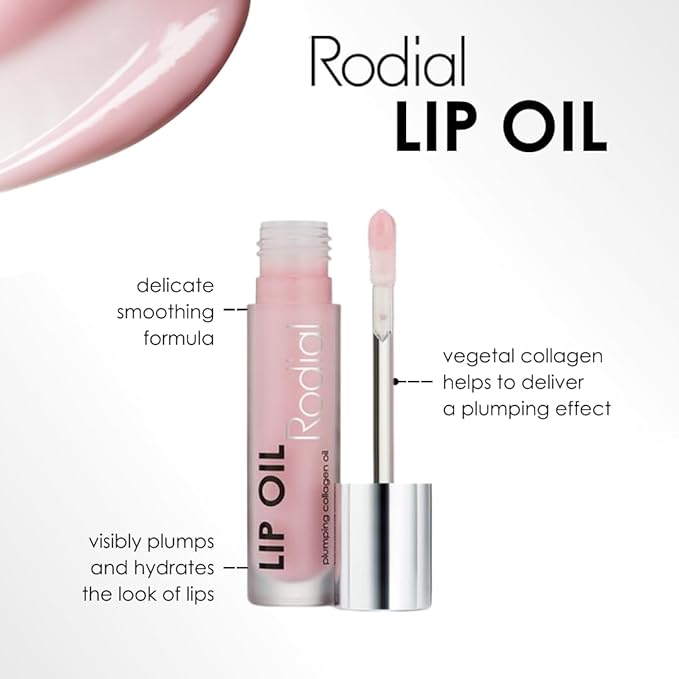 Rodial Plumping Collagen Lip Oil 0.13fl.oz, Vegan Collagen-Infused Lip Oil with Macadamia and Jojoba Oil, Deep Hydration for Fuller-Looking Pout, Ultra-Nourishing Formula for Supple and Silky Lips-VivaGrace Women