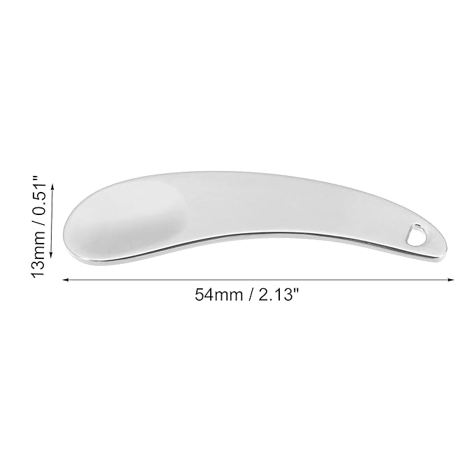 VOCOSTE 4 Pcs Makeup Spatula Mini Spoon, Eye Cream Massage Sticks Beauty Scoop, for Facial Cosmetic Face Cream, Zinc Alloy Moon Shape 2.13"x0.51", Silver Tone-VivaGrace Women