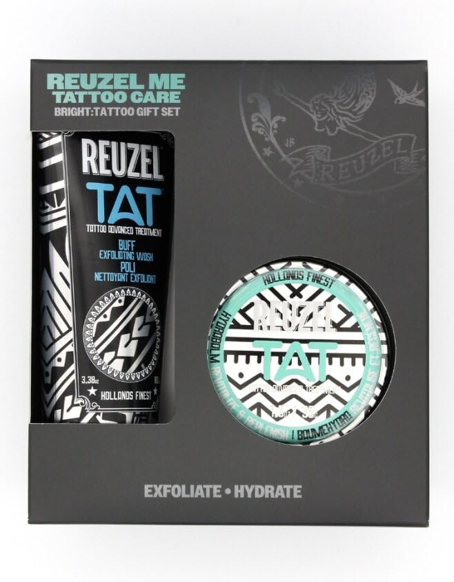 REUZEL BRIGHT Tattoo Care Gift Set, BUFF Exfoliator and Hydrabalm, Revives Colors, Vegan Formula-VivaGrace Women