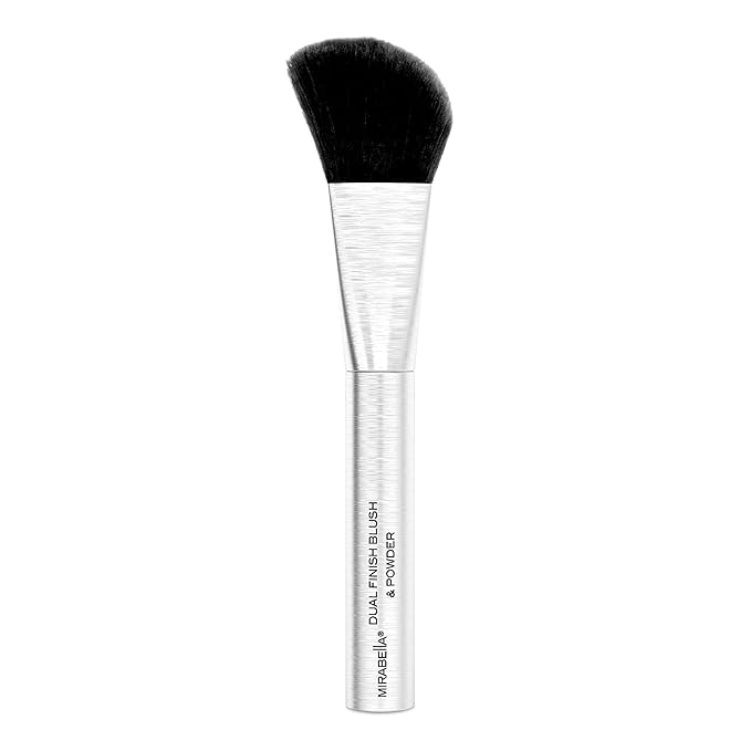 Mirabella Dual Finish Blush & Powder Brush – Angled Vegan Makeup Brush for Cheeks, Super-Soft Synthetic Bristles, Weighted Aluminum Handle, Cruelty-Free, Professional Quality-VivaGrace Women