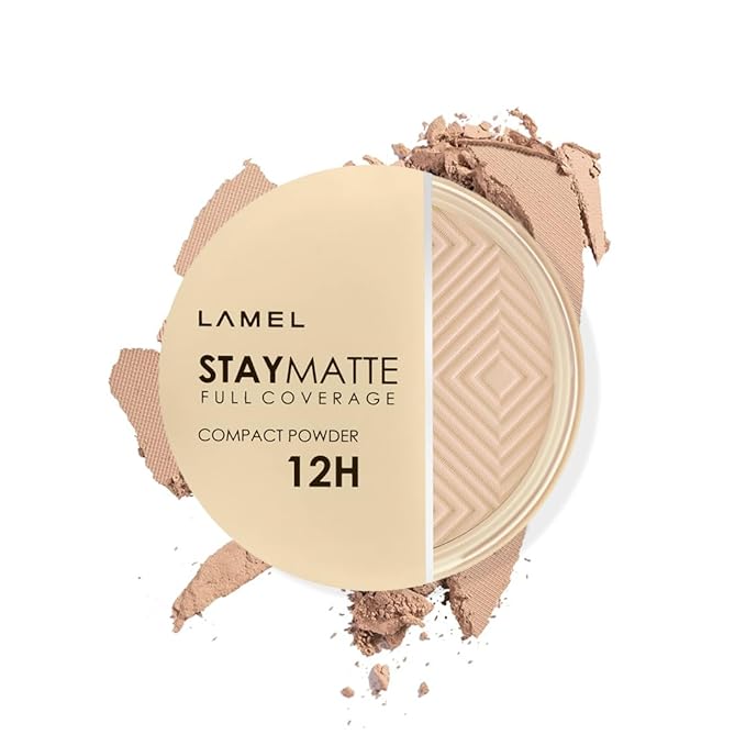 Lamel Stay Matte Compact Powder - Light Natural Coverage - Universal Neutral Undertone - Cruelty Free - Cool Ivory N.402-VivaGrace Women