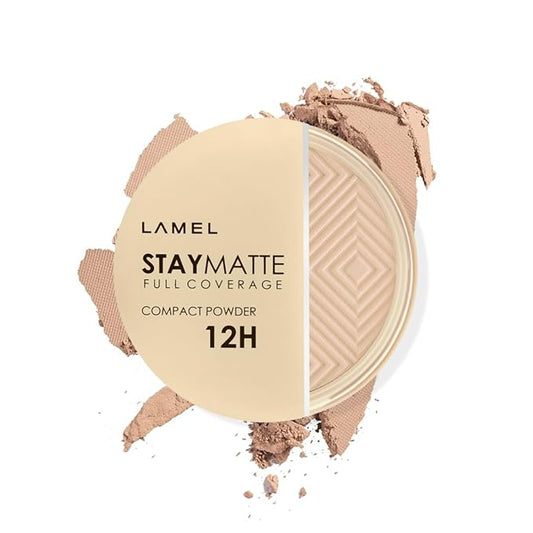 Lamel Stay Matte Compact Powder - Light Natural Coverage - Universal Neutral Undertone - Cruelty Free - Cool Ivory N.402-VivaGrace Women