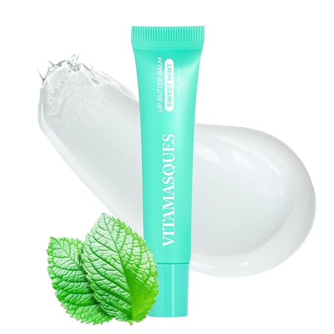Vitamasques Lip Butter Balm - Sweet Mint, Korean Lip Balm - Peptide Lip Treatment - Lips Balm Hydrating - Light Tinted Lips balm - Made in Korea - 0.33 fl.oz-VivaGrace Women