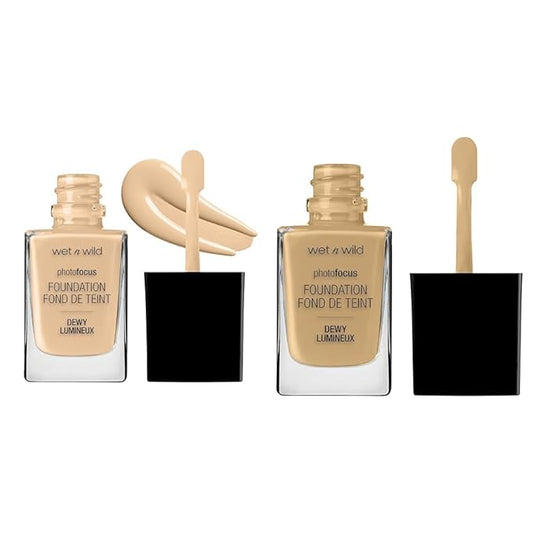 wet n wild Photo Focus Dewy Liquid Foundation Makeup Soft Beige & Dewy Foundation Cream Beige-VivaGrace Women