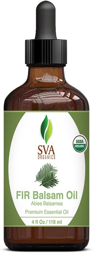 SVA Fir Balsam Essential Oil Organic – 4 Fl Oz – 100% Natural Organic Fir Oil - for Diffuser, Hair Care, Face, Skin Care, Aromatherapy, Scalp and Body Massage, Soap and Candle Making – with Dropper-VivaGrace Women