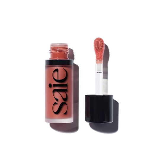 Saie Dew Blush - Lightweight Liquid Blush with a Blendable + Buildable Cream Finish - Dewy Cheek Tint with Doe Foot Wand Makeup Applicator - Warm Dusty Rose - Cutie (.40 oz)-VivaGrace Women