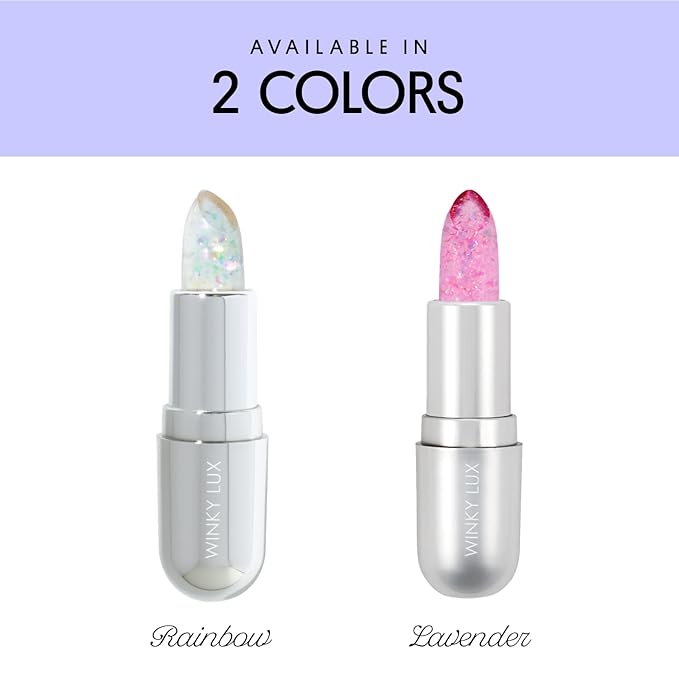 Winky Lux Glitter Confetti Balm, pH Lip Balm, pH Color Changing Lipstick and Tinted Lip Balm, Vegan & Cruelty Free Lip Balm, Hydrate & Plump, Sheer Pink Lipstick, Rainbow Confetti-VivaGrace Women