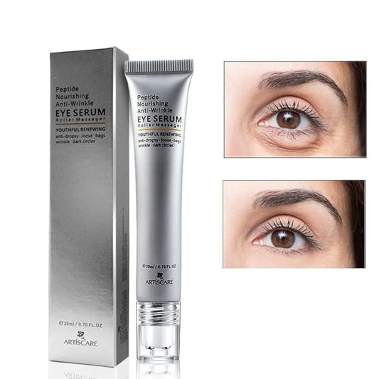 Eye Peptide Serum Eye Massage Roller Nourishing Relieve Loose Eye Bags Dark Circles Eye Skin Care Under Eye Cream for Fine Wrinkles and Puffiness Daily Skincare(Nourishing Grey)-VivaGrace Women