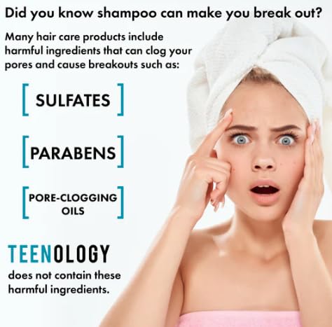 Teenology Shampoo for Teens, For Clear Skin and Healthy Hair, Natural Botanical Extracts, 16 oz. (Vanilla Almond)-VivaGrace Women