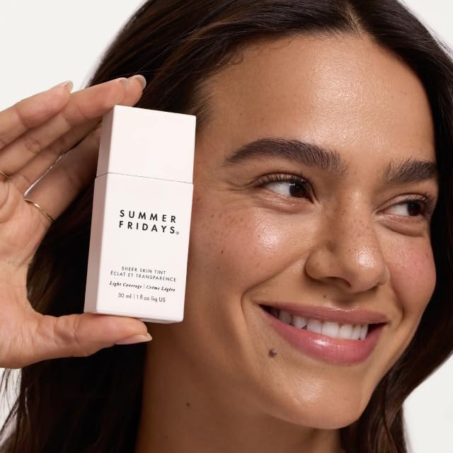 Summer Fridays Sheer Skin Tint - Skin Tint with Hyaluronic Acid - Helps Diminish Uneven Skin Tone - Sheer to Light Coverage - Shade 5 - Medium with Warm Neutral Undertones (1 Fl Oz)-VivaGrace Women