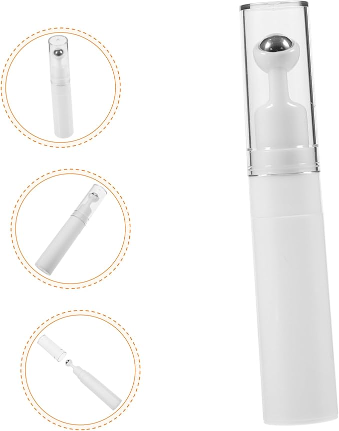 balacoo Creami Buttercream Essential Oil Eye Creams Refillable Cream Bottle Empty Roller Ball Applicator Eye Cream Applicator White Portable Acrylic Dispensing Bottle Travel-VivaGrace Women