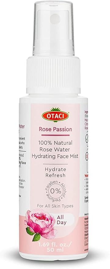 OTACI Rose Passion Face Mist Spray – 100% Natural Rose Water Hydrating Mist for Glowing, Refreshed Skin – Travel Size 50ml – Vegan, Alcohol-Free, for All Skin Types-VivaGrace Women