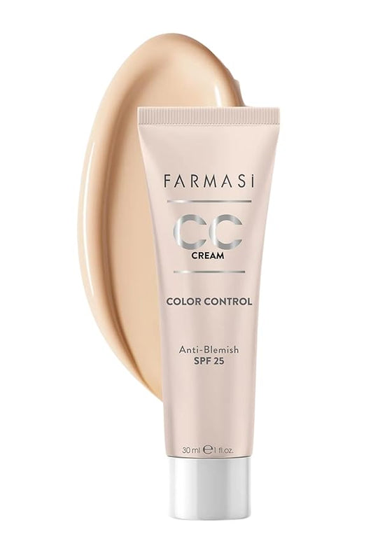FARMASi CC Color Control Cream, Natural and Flawless Finish, Enriched Formula with Multimineral & Spf 25+, All-Day Hold, All Skin Types, 1 fl. oz, 02 Light ot Medium-VivaGrace Women