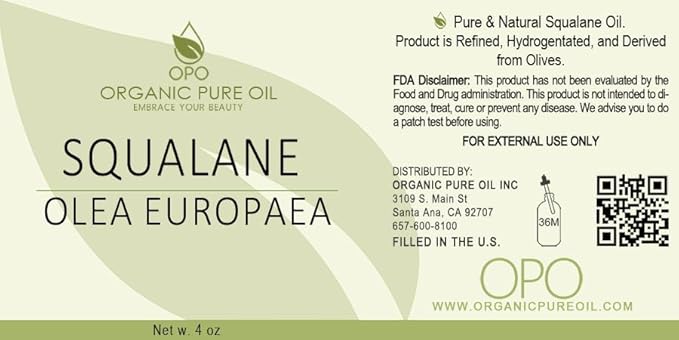 Squalane Oil - Pure, Refined, Plant-Derived, Non-GMO Squalene from Olives - 4 oz Glass & Dropper - Ultra Hydrating Carrier Facial Oil for Face, Skin, Hair, Body, Scalp & More - For All Skin Types-VivaGrace Women