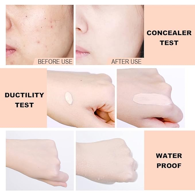 1 Pack Matte Oil Free Concealer Foundation Cream,Professional Make-up Base Facial Matte Full Coverage Liquid Concealer Hide Foundation Primer Makeup Repair Kit.(BEIGE 5#)-VivaGrace Women