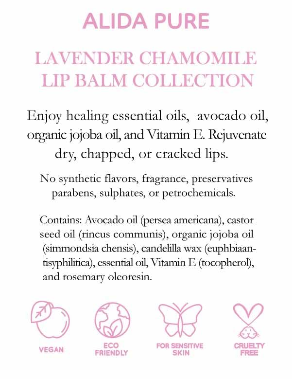 Vegan Lip Balm by PURE + SIMPLE Lavender Chamomile Lip Balm Collection, Cruelty Free Chapstick, Moisturize Dry, ed, or Chapped, Lips, 5 Tube Set.-VivaGrace Women
