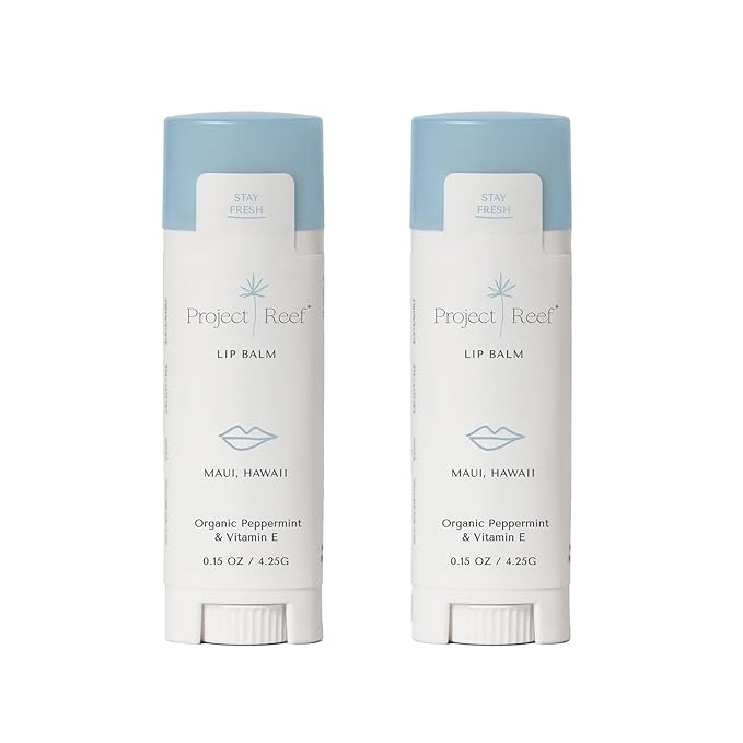 Cooling Lip Balm w/Organic Peppermint, Shea Butter, Vitamin E, Hydrating Chapstick, Soothe Dry Sunburnt Lips, After Sun Care, 2 Pack-VivaGrace Women