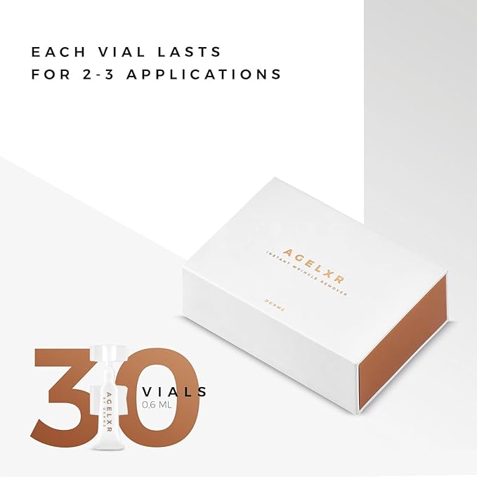 AGELXR - Instant Wrinkle Remover - Quickly Tightens Wrinkles, Fine Lines and Diminishes Puffy Eyes. Instant Facelift Serum - Anti-Aging Formula with Argireline® (30 Vials)-VivaGrace Women