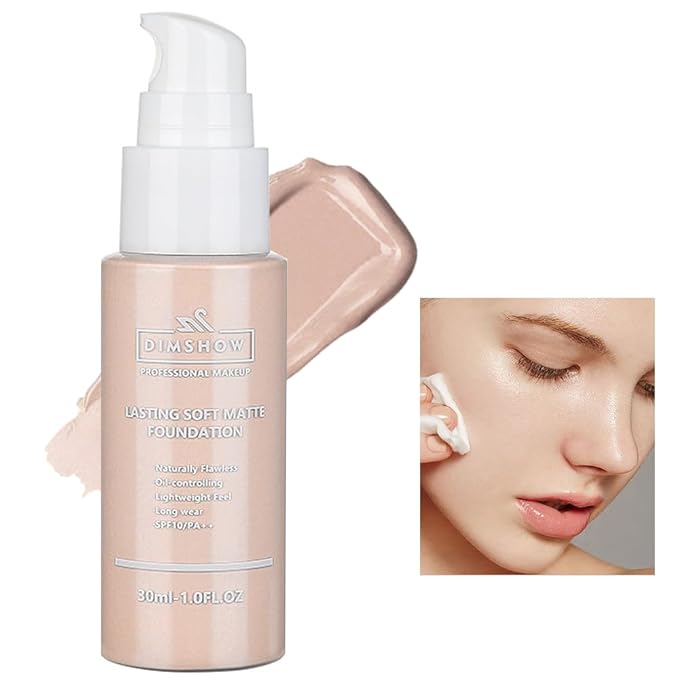 Flawless Matte Liquid Foundation Makeup, Vegan & Cruelty-Free, Liquid Oil-Free Foundation Face Makeup for Combination & Oily Skin, Longwear Medium-Full Coverage (02, 30ml)-VivaGrace Women