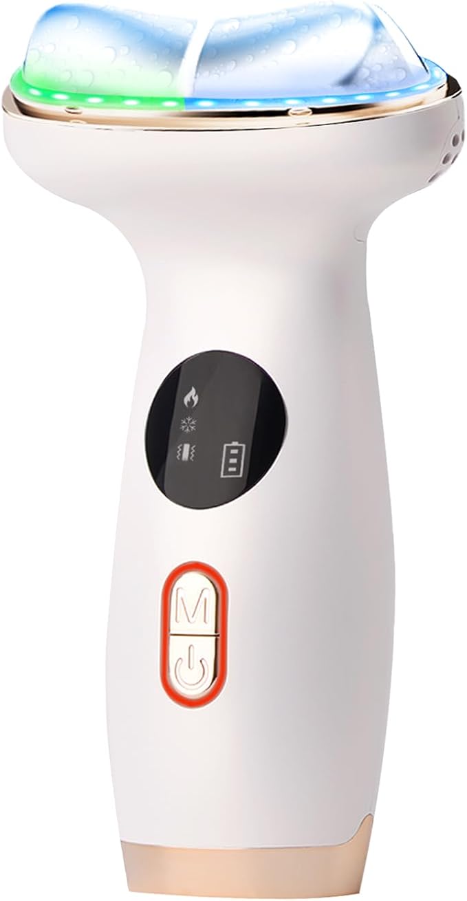 Cold Heat Facial Massager Red Light Therapy for Face Neck Eye Lifting Firming Depuffing,7-in-1 LED Facial Sculptor Skin Care,Cooling Electric gua sha Lift Device Reduce Forehead Frown Smile Line-VivaGrace Women