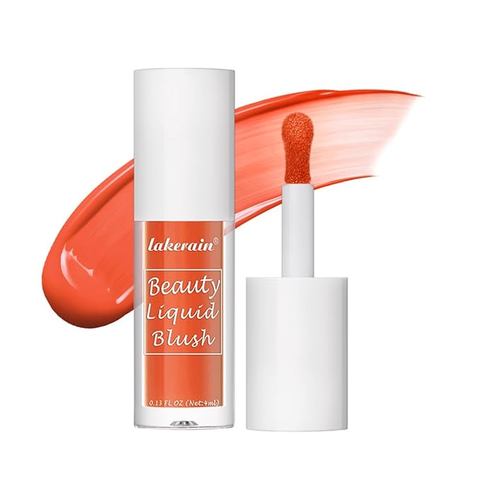 Liquid Blush for Cheeks Makeup Face Blush, Weightless Cream Formula, Smudge Proof Long-Wearing Pigmented Blush, Natural Look Makeup Face Blushes, Shimmer Finish, Dainty - 06# Vibrant orange-VivaGrace Women