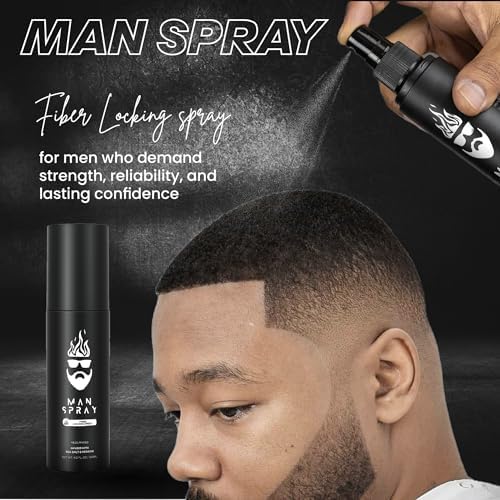 THE MAN KIT | Hair Set - Hair Thickening Fibers (Black), Hair Fiber Locking Spray + Applicator Fiber Pump to create Natural looking Fuller Hair and Beard | Man Card Included.-VivaGrace Women