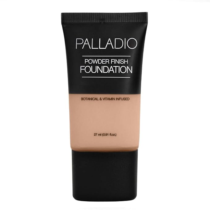 Palladio Powder Finish Liquid Foundation, Natural Matte Appearance, Reduces Fine Lines, Covers Large Pores, Hides Imperfections, All Day Wear, Sheer to Medium Coverage, In the Buff-VivaGrace Women