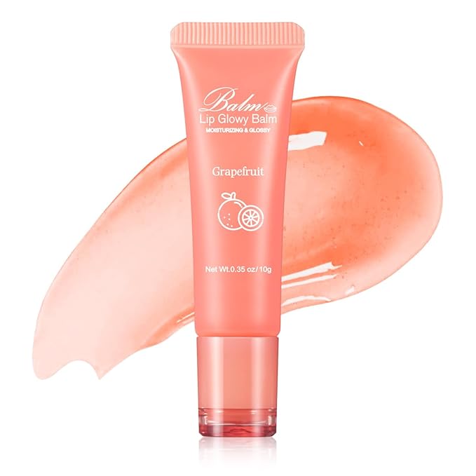 GECOMO Lip Glowy Balm, Moisturizing Lip Gloss, Nourishing Glossy Transparent Plumping Oil, Non-sticky Tinted Toot Lip Balm for Lip Care (GRAPEFRUIT) 0.35oz-VivaGrace Women